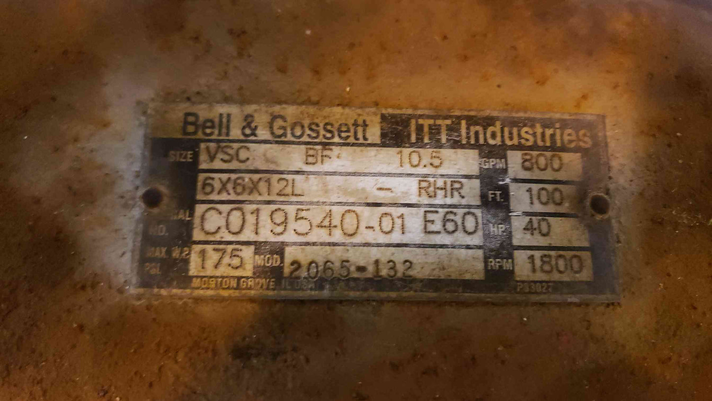 Bell & Gossett Pump Package 40HP 2065-132 800 GPM(103777)