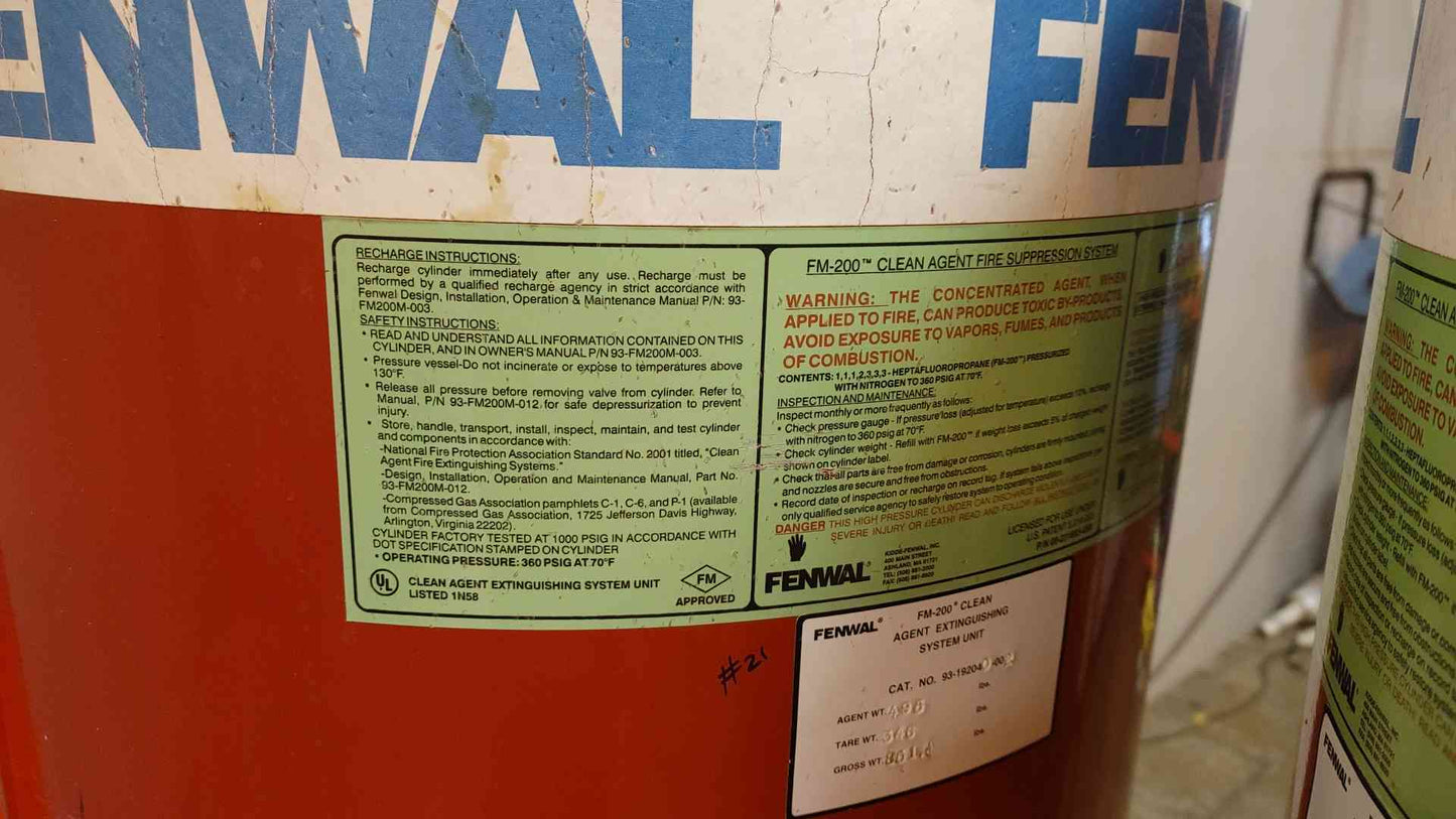 Fenwal Fire Suppression System 495 Lbs FM-200 Agent(103952)