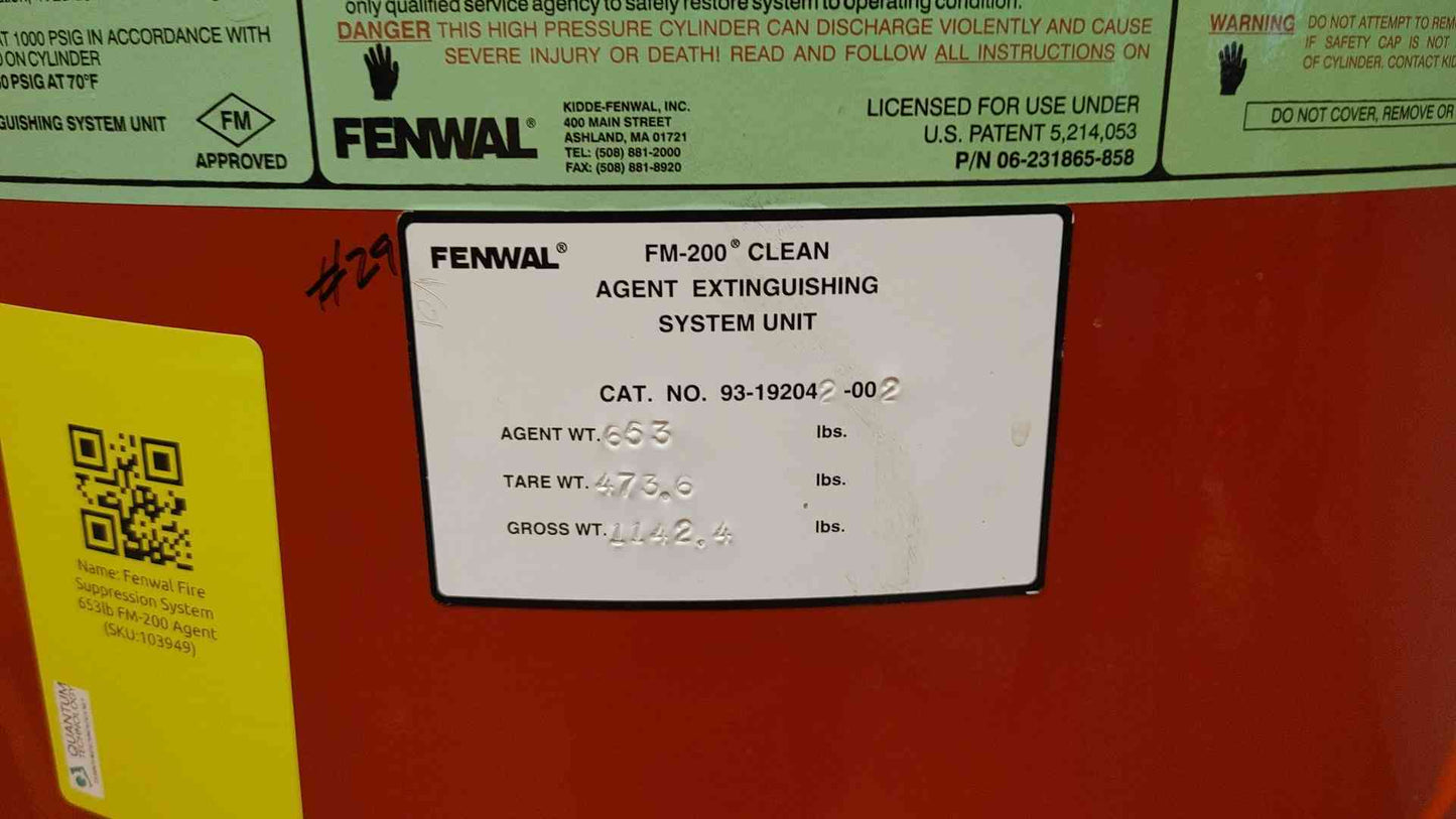 Fenwal Fire Suppression System 653 lbs FM-200 Agent(103949)