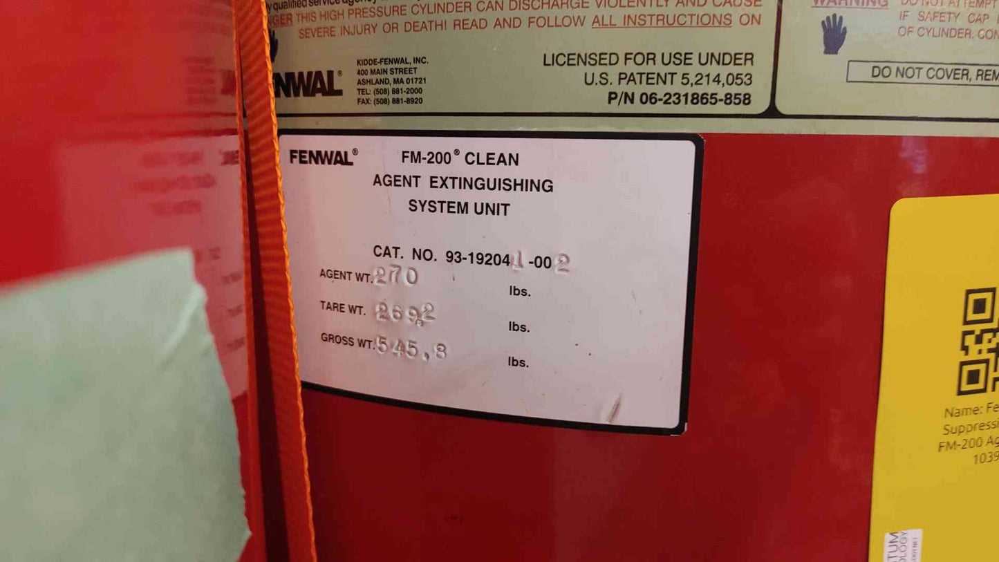 Fenwal Fire Suppression 270lb FM-200 Agent(103942)