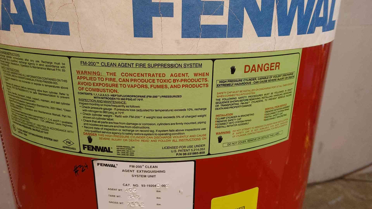 Fenwal Fire Suppression 400 Lbs FM-200 Agent(103946)