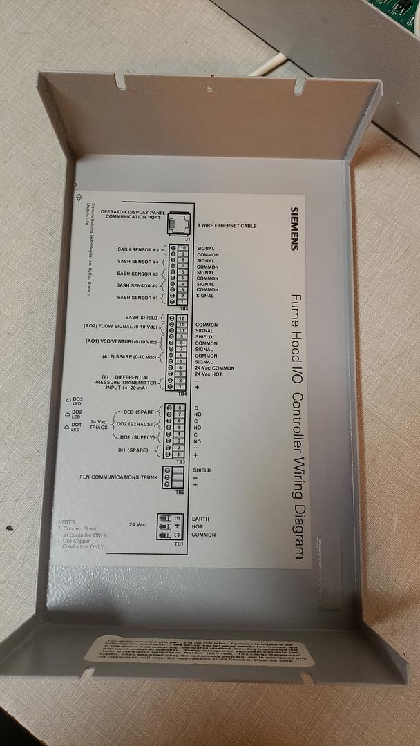 Siemens Building Fume Hood Controller 537-899(S6LLST9806)