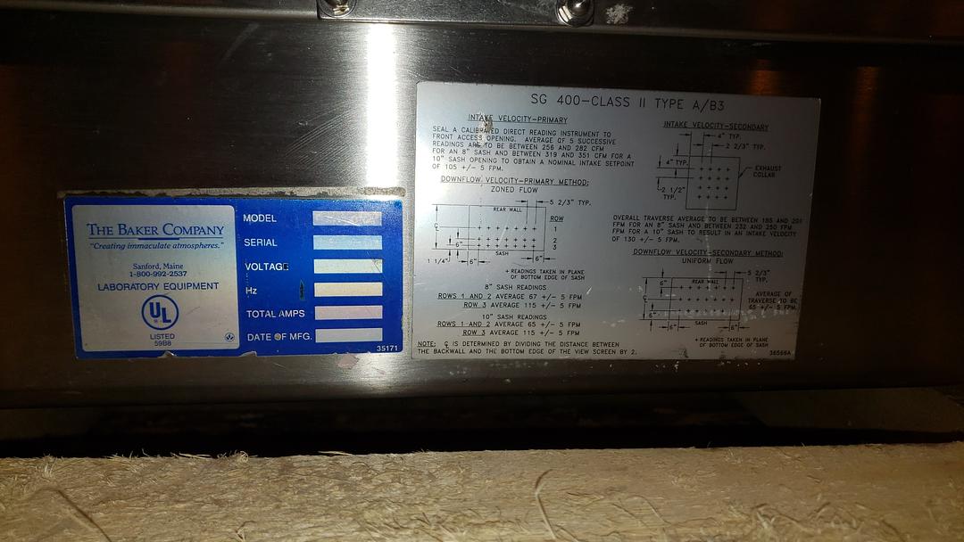 Baker STERILGARD II 4' BSC SG400 A/B3 A2 Virology(S6LLST9493)